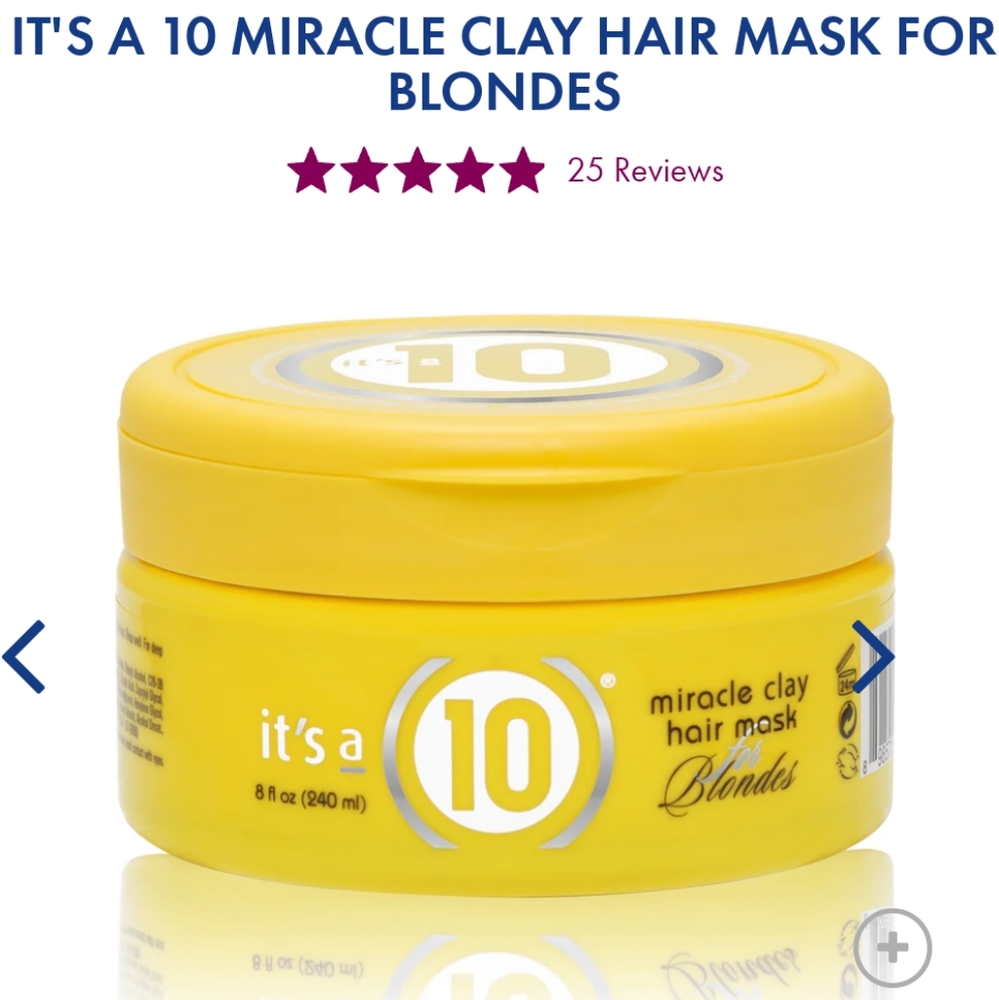It’s a 10 Miracle Clay Hair Mask for Blondes New SEALED 8oz wide mouth tub